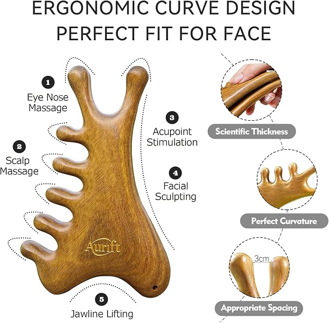 Aurift Mother’s Day Gift for Mom – Face Roller & Gua Sha Facial Tool in Premium Box – Wooden Face Massage Tool for Relaxation & Self Care, Stress Relief Gift for Women & Her