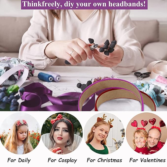 Wecoe 10 Pack Satin Headbands 1 Inch Wide Silk Headband Women Non Slip White Purple Red Blue Green Colorful Plain Head bands Hair Bands DIY Hair Accessories for Women Girls Accesorios Para Mujer