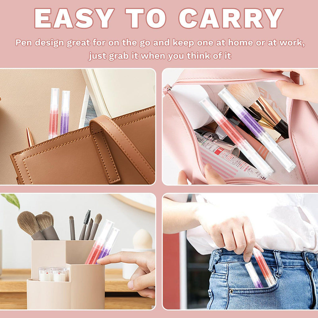 Meschett 2PCS Cuticle Oil Pens for Nail Care, Moisturizing Nail Oil Pen with Soft Brush, Hydrating Cuticle Oil for Dry Nails & Cuticles (Cherry & Lavender Flavor)
