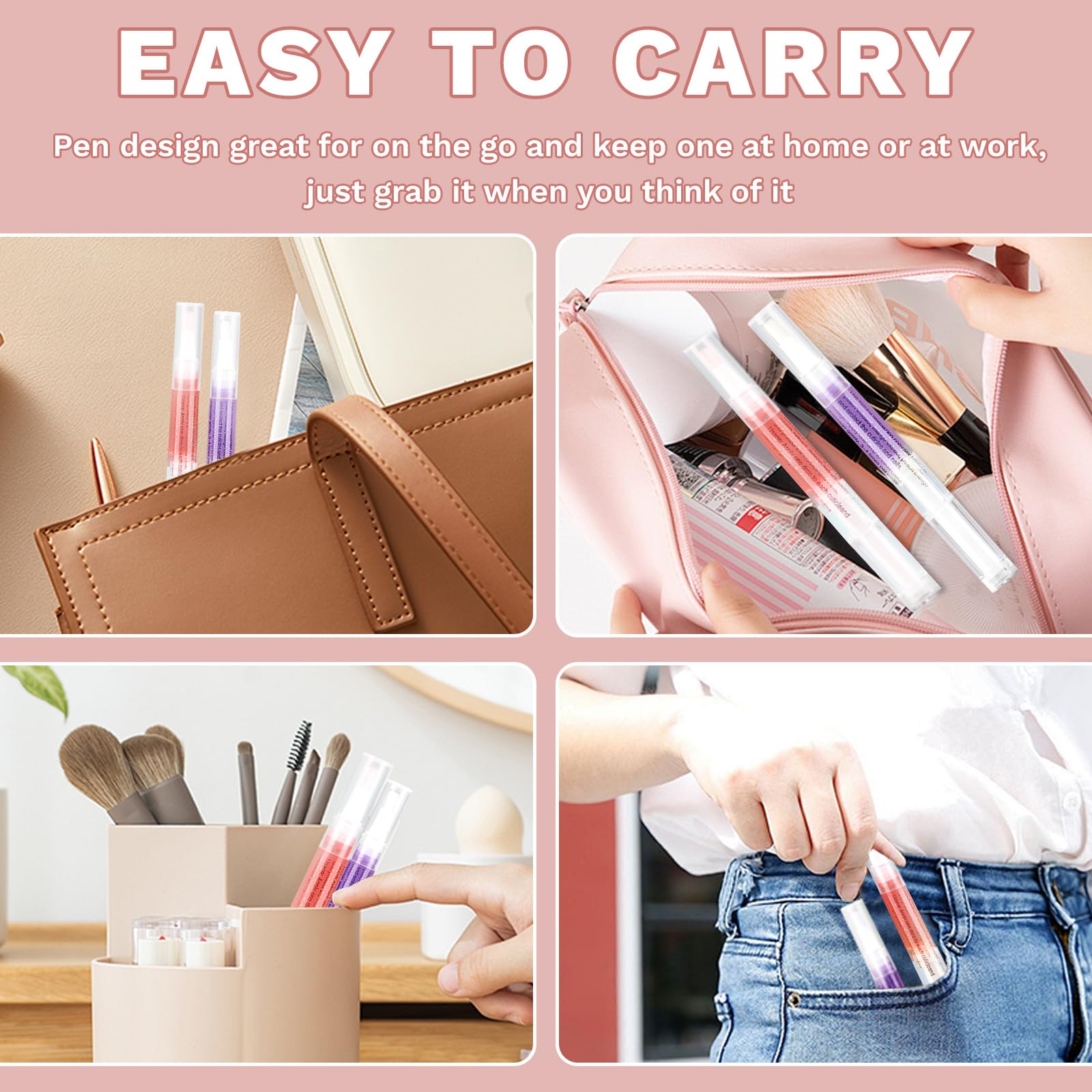 Meschett 2PCS Cuticle Oil Pens for Nail Care, Moisturizing Nail Oil Pen with Soft Brush, Hydrating Cuticle Oil for Dry Nails & Cuticles (Cherry & Lavender Flavor)