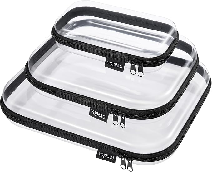 YQBRAO Clear Hard Shell Organizer Cases, 3-Pack, Black