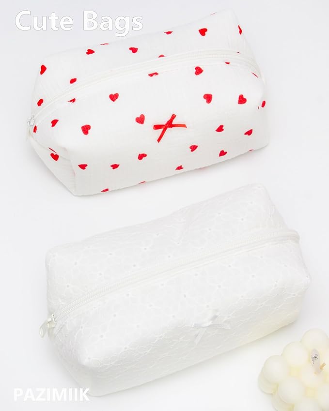 PAZIMIIK Cozy Makeup Bag for Women,Zipper Cosmetic Pouch,Embroidery Floral