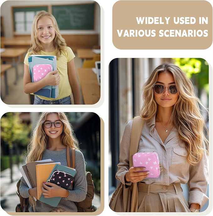 Period Bag for Teen Girls, Canvas Sanitary Napkin Storage Bag with Zipper, Portable Menstrual Pad Bag Tampon Holder for Purse