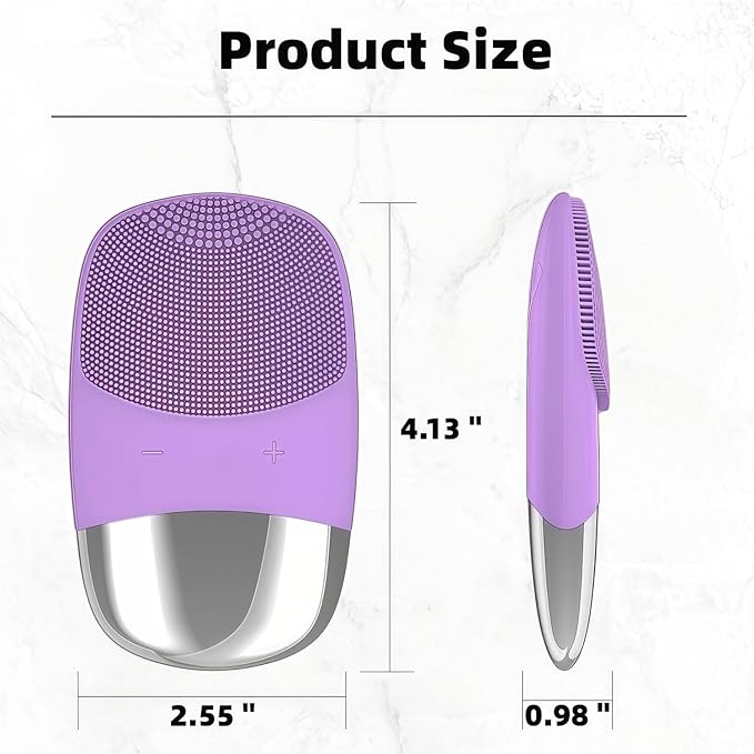 MEGAN Facial Cleansing Brush,USB Rechargeble Electric Silicone Face Scrubber,IPX7 Waterproof Sonic Facial Massager, 3 in 1 face Brush for Deep Cleanning, Blackhead Remover, Exfoliating. (Purple)