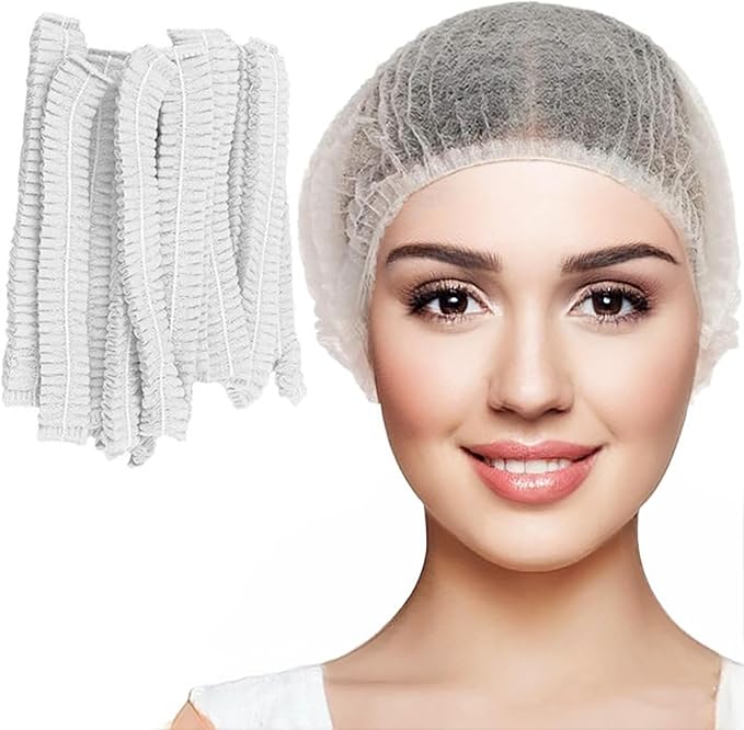 Disposable Bouffant Caps 100pcs,24inches Hair Net, Elastic Dust Cap for Food Service,Salon,Spa,Kitchen Head Cover
