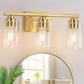 VerRon 19" Gold Modern Vanity Lights Over Mirror with Clear Glass Shades