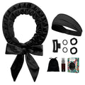 Gwabee No Heat Curling Headband, 70" Soft Hair Curlers to Sleep In Overnight Curls Headband, No Heat Hair Curler Ribbon Curl Wrap for Long Hair Rollers, 9 PCS Curling Rods Set with Yoga Strap -Black