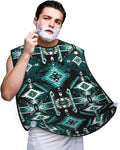 Waterproof Beard Grooming Bib, Teal Turquoise Tribal Navajo Aztec Geometric Ethnic Pattern Shave Bib, Non-Stick Hair Catcher for Shaving Trimming, Apron Essential for Men Dad