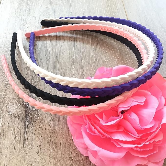 12pcs Colorful Thin Headbands for Women 6mm Light Pigtail Skinny Hairbands for Girls Hard Teeth Headbands For Kids Teens
