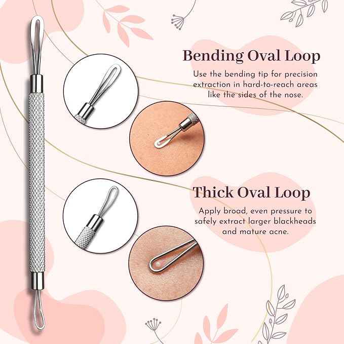Blackhead Remover Professional Skincare Spot Treatment Blackhead Remover Tool for Blemish Comedone Whiteheads Pimple Popper with Double Sided Soft Touch and Anti-Slip Design