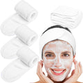 Whaline Spa Headband 4 Pcs White Makeup Hair Band Facial Head Wrap Hair Tie