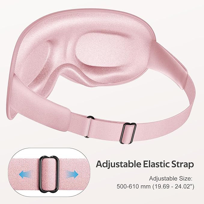 Vynix® Sleep Mask for Women Men - 100% Blackout Eye Masks for Sleep - 3D Soft Sleeping Mask for Side Sleepers - Zero Pressure Lash Extensions Eye Cover Shade for Airplane Travel Essentials, Pink