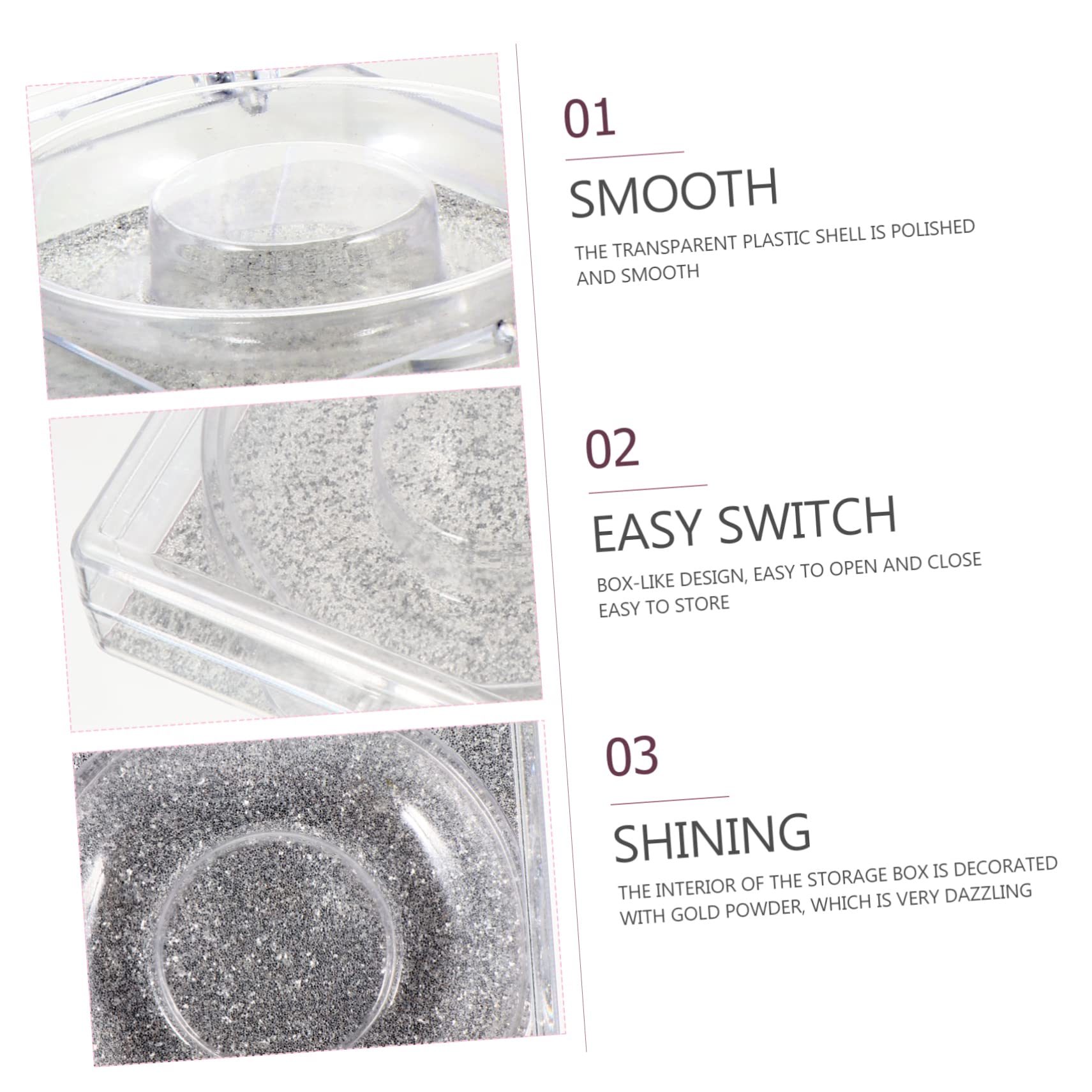 FOYTOKI 6pcs Eyelash Storage Boxes Square Glitter Eyelash Packaging Cases Unique Silver Card Design for Easy Viewing and Protection