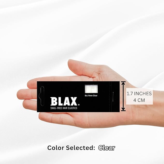 Blax Clear Hair Elastics - Snag-Free Transparent Hair Ties, No-Damage Hair Rubber Bands, 4mm 8 Count (Pack of 2)
