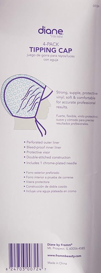 Diane Hair Frosting/Tipping Cap with Hook, Pack of 4
