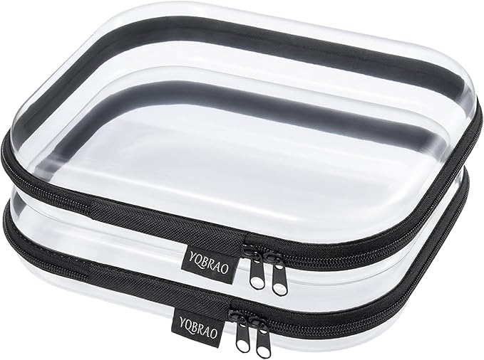 YQBRAO Clear Hard Shell Organizer Set, 2-Pack, Black