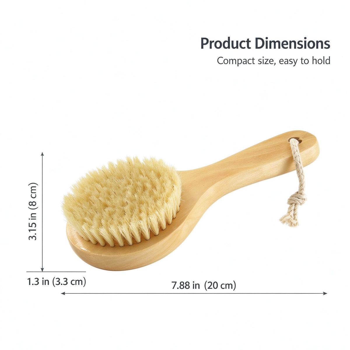 Short Handle Body Brush, Natural Bristles Wooden Bath Brush Shoulder Back Exfoliating Dry Brushing Skin Care