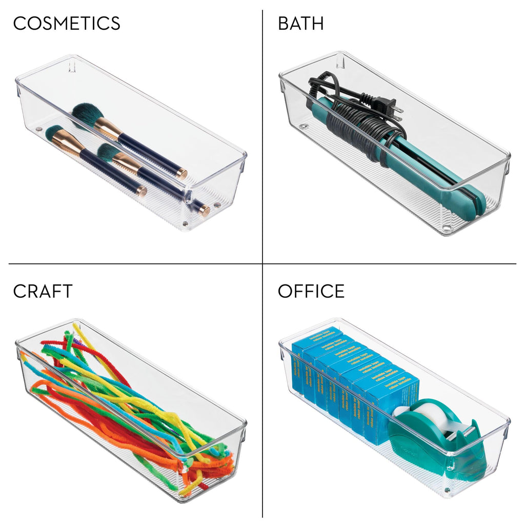 iDesign Plastic Drawer Organizer Bins, Set of 6, Clear