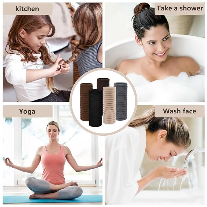 FVOLREM Hair Accessories, 190PCS No-Damage Thick Seamless Hair Elastics in Neutral Colors for Women and Girls