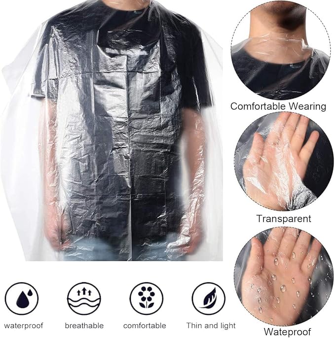 100 Pcs Disposable Hair Salon Capes,51x36 inch Waterproof Shampoo Barber Hair Cutting Cape for Barbershop and Salon Hairdressing,Suit for Kids Adults