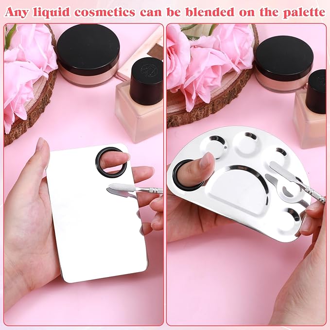 2 Set Makeup Palette Tray with Spatula, Makeup Mixing Palette