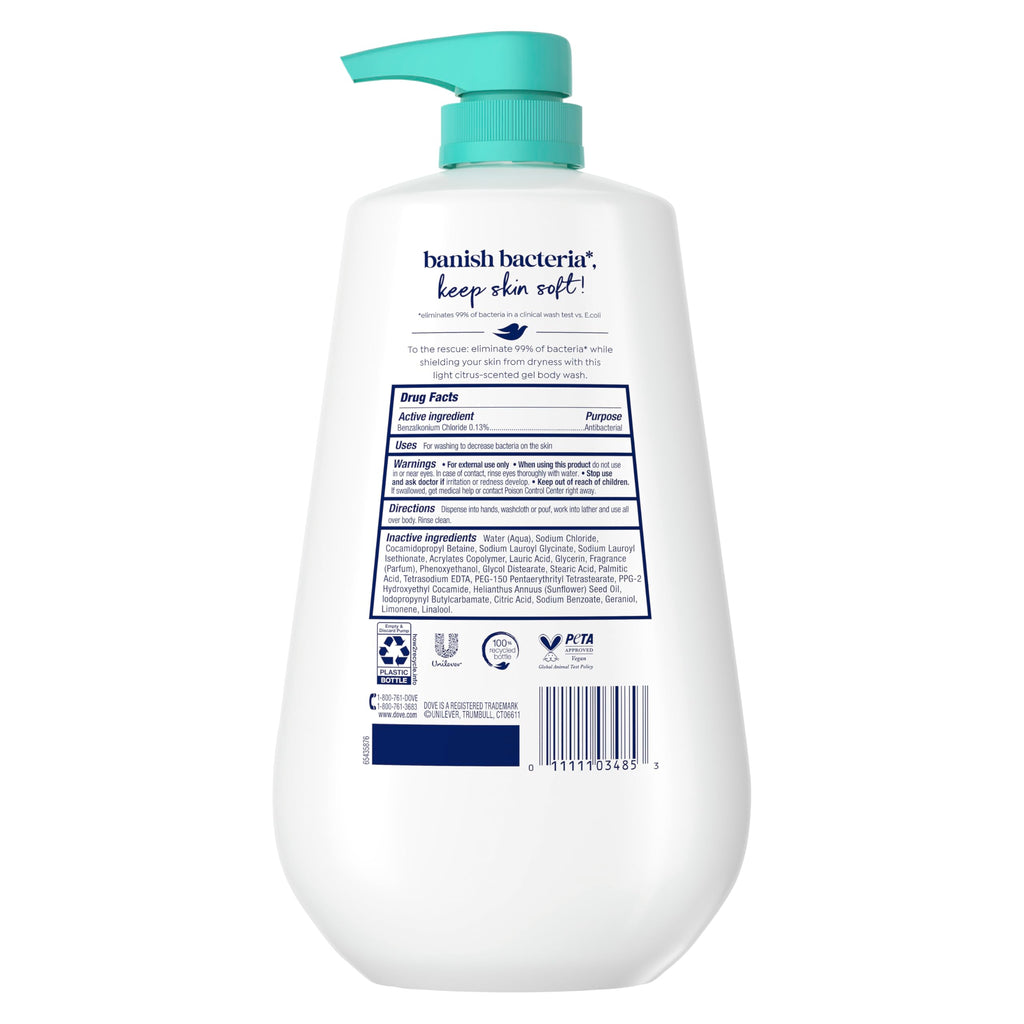 Dove Body Wash Antibacterial For All Skin Types 30.6 oz Pump, Sulfate Free