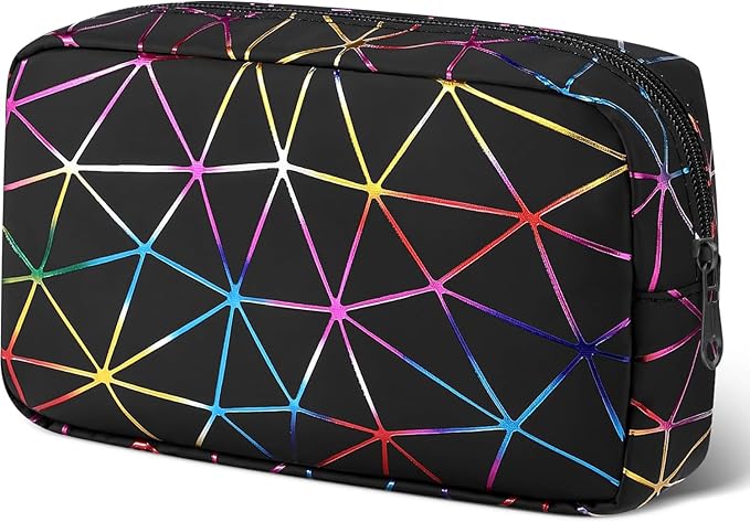 Period Bag for Girls Womens, Leather Sanitary Napkin Storage Bag, Portable Menstrual Pad Bag Period Pads Pouch, Small Make Up Bags(Colorful Black)