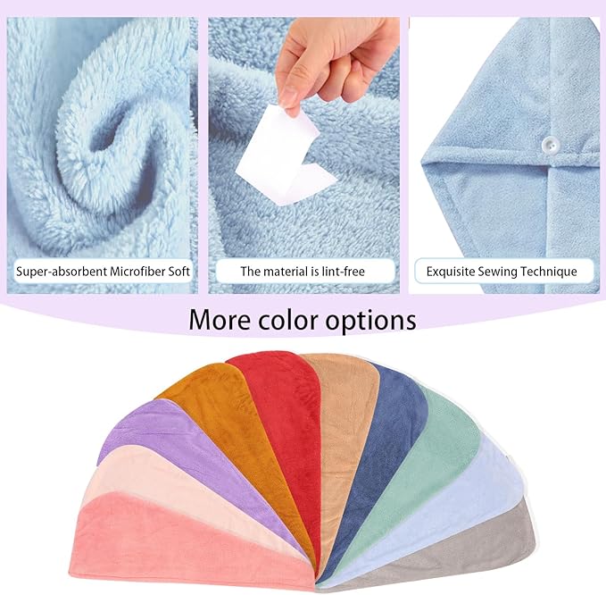 Microfiber Hair Drying Towel Wrap for Women, Hair Turbans Towel for Wet Hair,turbie Twist Hair Towels(The Color of the Picture is for Reference only) (Blue,Brown)