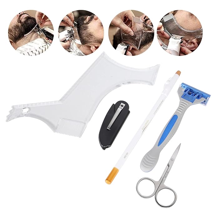 Beard Grooming Kit for Men, Beard Shaping Tool,with Beard Stencil Shaping & Grooming Mustache and Beard Comb kit for Modern Men with Hair Grooming