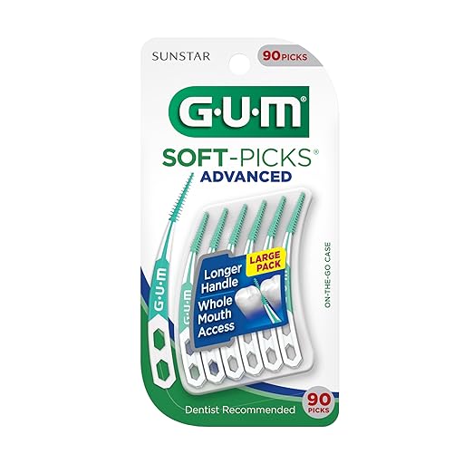 GUM Soft-Picks Advanced – Easy-to-Use Interdental Picks for Plaque Removal Health with Convenient Carry Case, Dentist Recommended, 90 Count