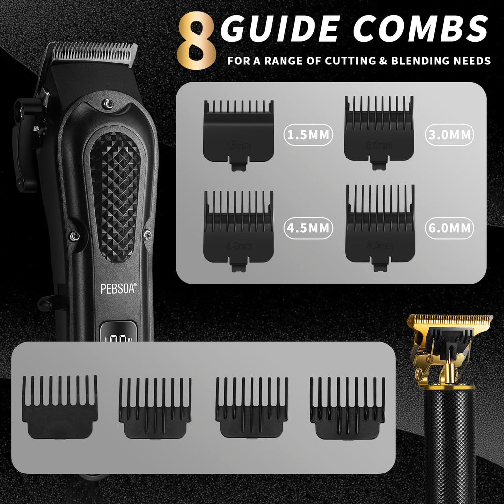 pebsoa Cordless Hair Clippers for Men, Clipper & Trimmer Kit with Nose Trimmer