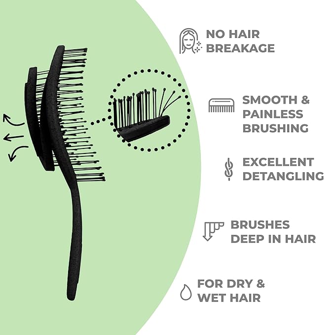 Ninabella Spiral Hairbrush - Detangle Hair Brush - For Brushing Wet or Blow Dry Hair - Detangler Vent Brush - - Neon Pink