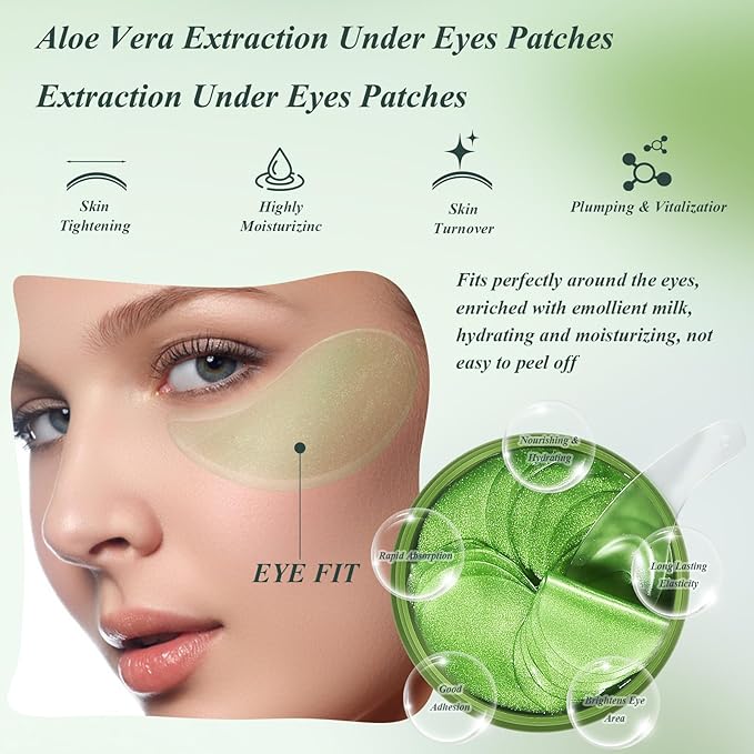 Caseous 60 PCS Aloe Vera Under Eye Patches for Puffy Eyes and Dark Circles