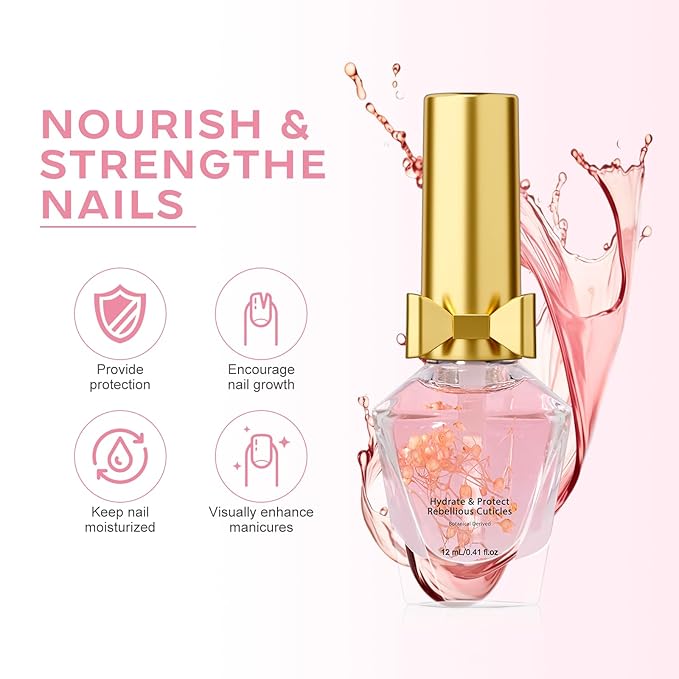 Cuticle Oil, Cuticle Nail Oil Infused with Real Flowers, Peach 12ml
