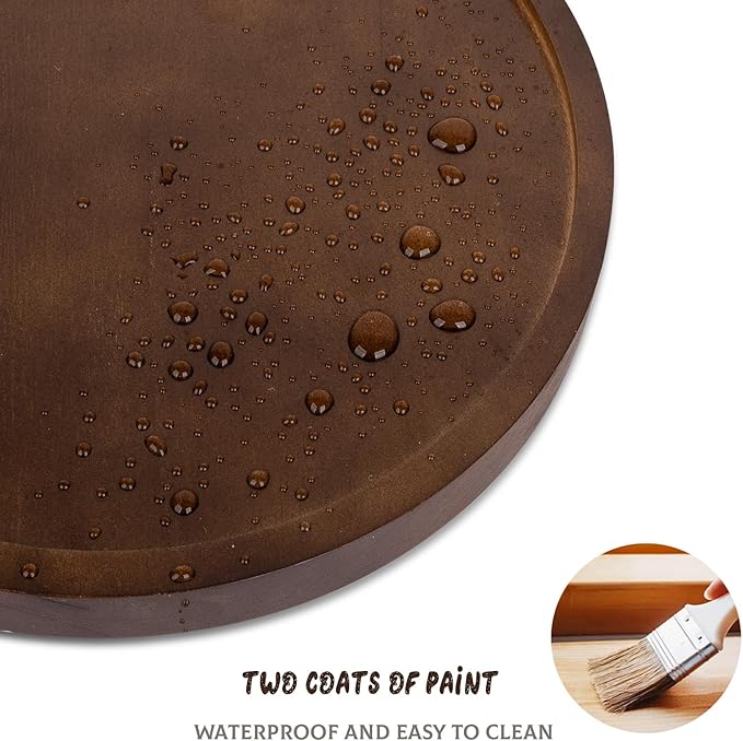 Round Decorative Tray Farmhouse Kitchen Decor Soap Dish, 12" Walnut