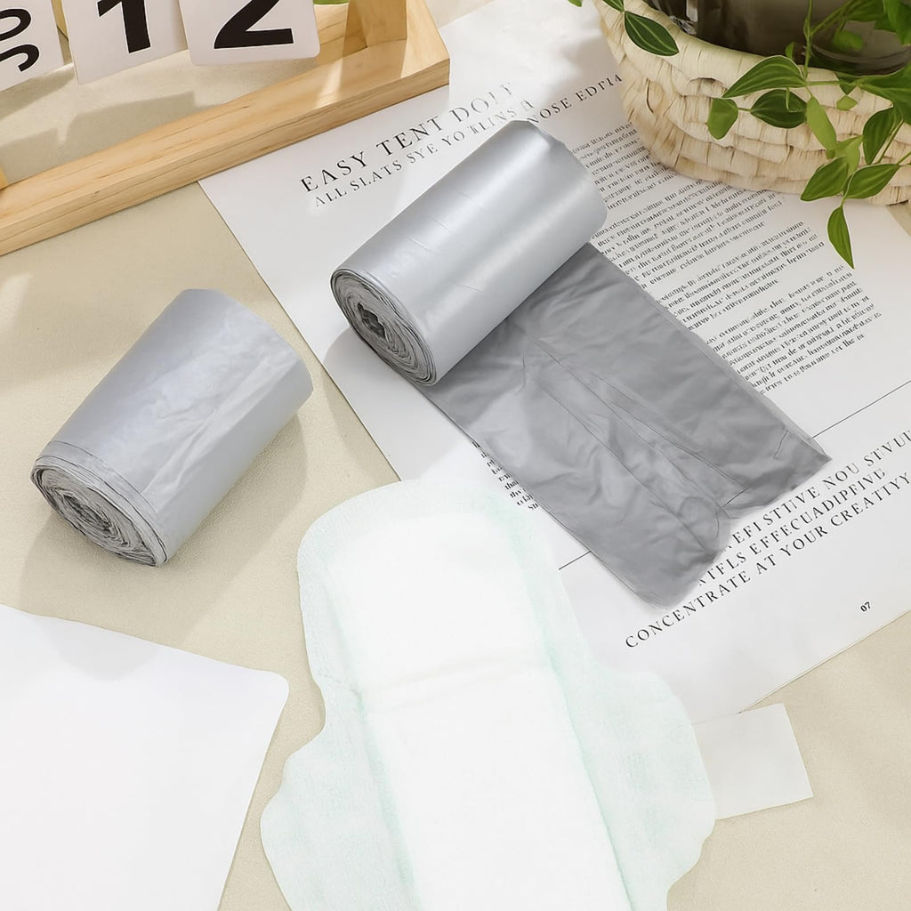 Maxdot 2 Roll 50 Bags Sanitary Napkin Disposal Receptacle Liner Surface Mount Feminine Hygiene Liner Plastic Bags for Wall Mountable Receptacles or Bin, Bathroom, Commercial, Restroom, 12 x 16 Inch