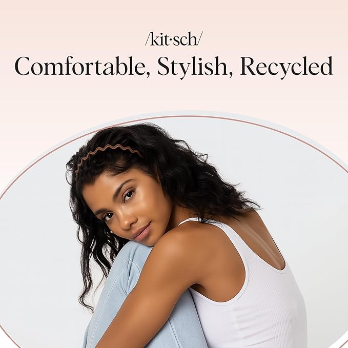 Kitsch Zig Zag Headbands for Women – Fashion Accessories for Slicked Back Styles - Comfortable Wavy Headbands | Comb Headband with Teeth - Neutral - 2 pcs