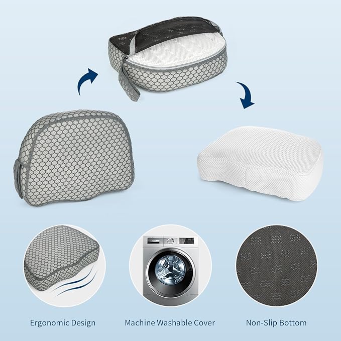 Hot Tub Booster Seat, Weighted SPA Booster Seat Cushion for Adults, 3D Air Mesh Hot Tub Seat Accssories with Non-Slip Micro Dot Bottom,Indoor or Outdoor Quick Dry Hot Tub Pillow (2 Pack-Grey)