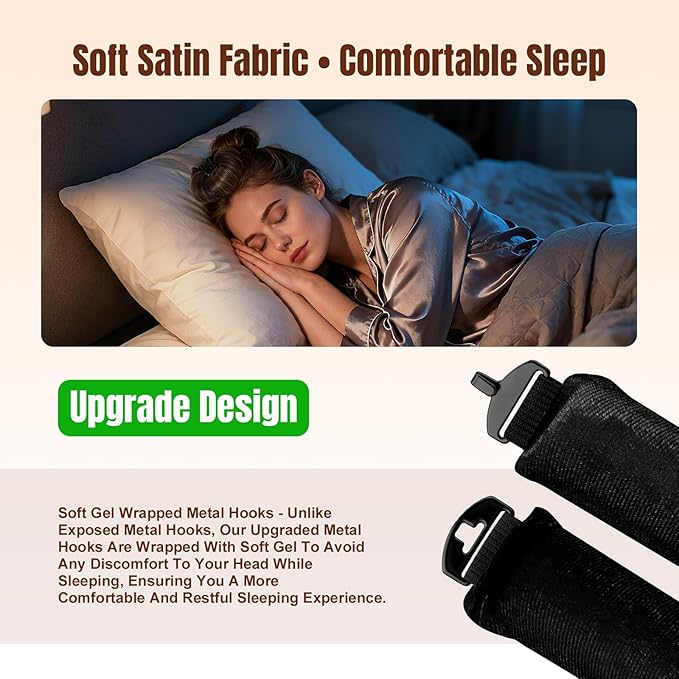 BLAAROOM Overnight Heatless Hair Curler Satin Jumbo Flexi Overnight Curls Blowout Rods 3pcs No-Heat Styling Tools Curling Rod To Sleep In for All Hair Types - Black
