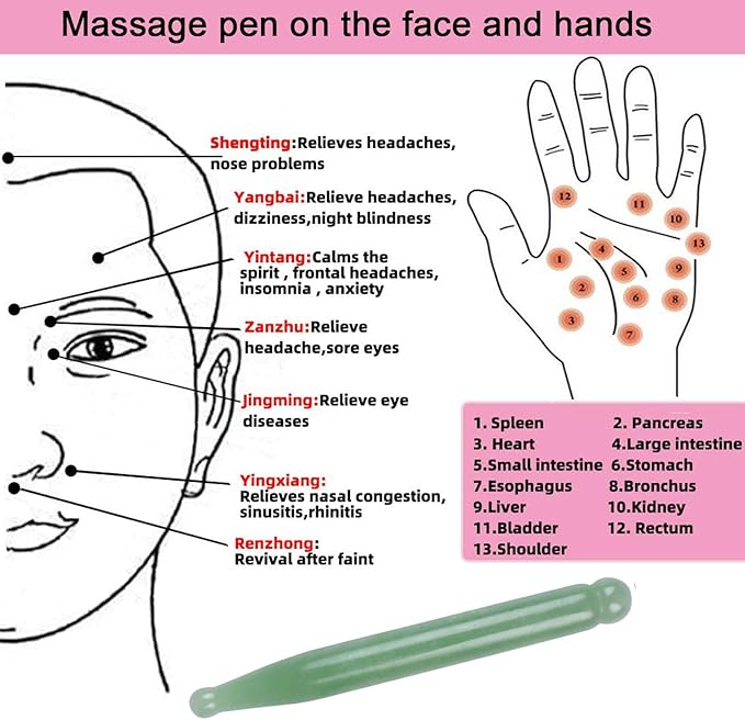 ideayard Jade Gua Sha Pen Trigger Point Massage Therapy Scraping Tool, Reflexology Acupressure Pen for Deep Tissue