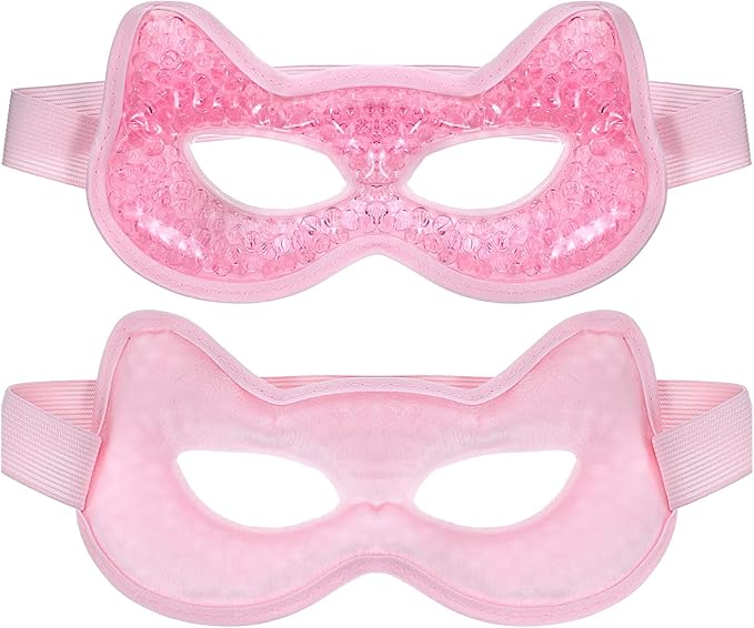 Qianyu Cooling Eye Mask Gel Bead Eye Packs Hot Cold Compress Reusable Face Mask for Dry Puffy Eyes Puffiness Dark Circles Headaches Sleeping Stress Relief Skin Care Men Women