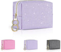 Playexen Mini Makeup Bag, Small Glitter Cosmetic Bag for Purse with Ring Buckle, Portable XS Travel Makeup Pouch for Girls Women Daily Use (Purple)