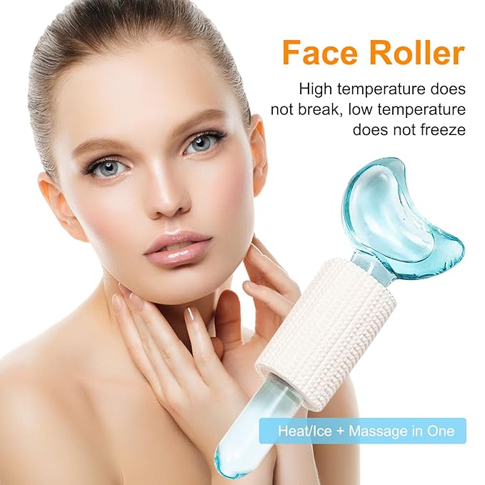 Fairsailrain Ice Globes for Facials, Cooling Face Massage Roller with Crescent Glitter Design, Professional Beauty Tool for Salons Home Face Neck Under Eye Care