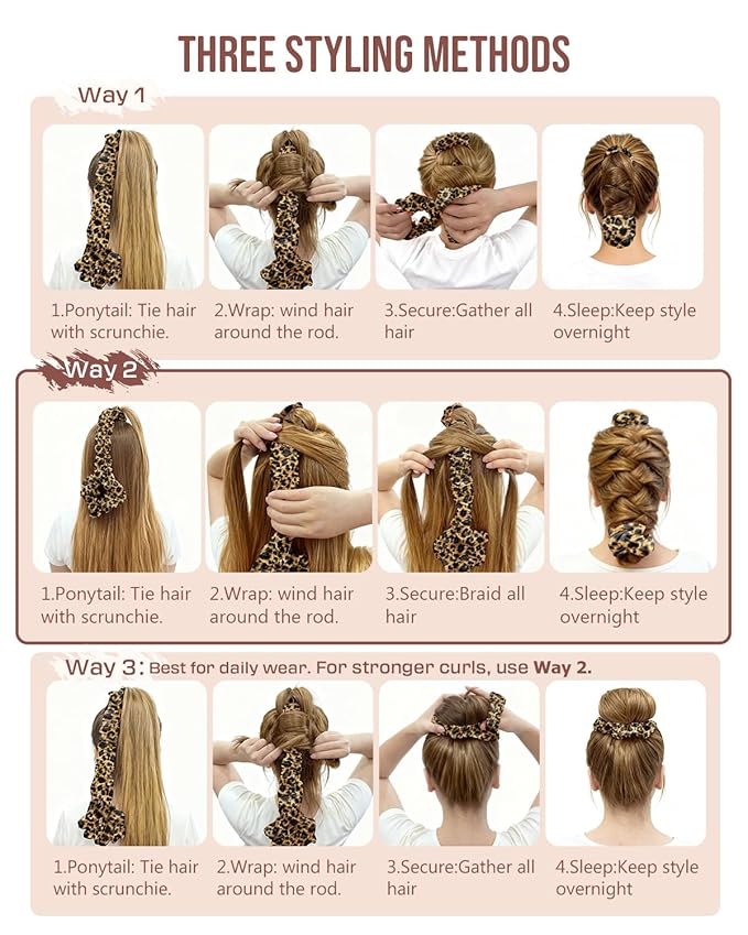 BONNET QUEEN Large Satin Heatless Hair Curler for Long Thick Hair, Heatless Curls Overnight, Hair Curlers to Sleep In, Damage-Free Waves for Women with Built-in Scrunchie, Leopard