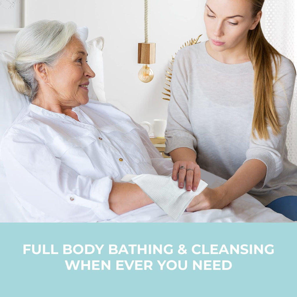 Body Wipes XL Shower Wipes Body Wipe for Adults Bathing, Traveling, Camping, Gym, Car, Elderly, Bedridden - Bath Wipe - Disposable Washcloths for Adults No Rinse