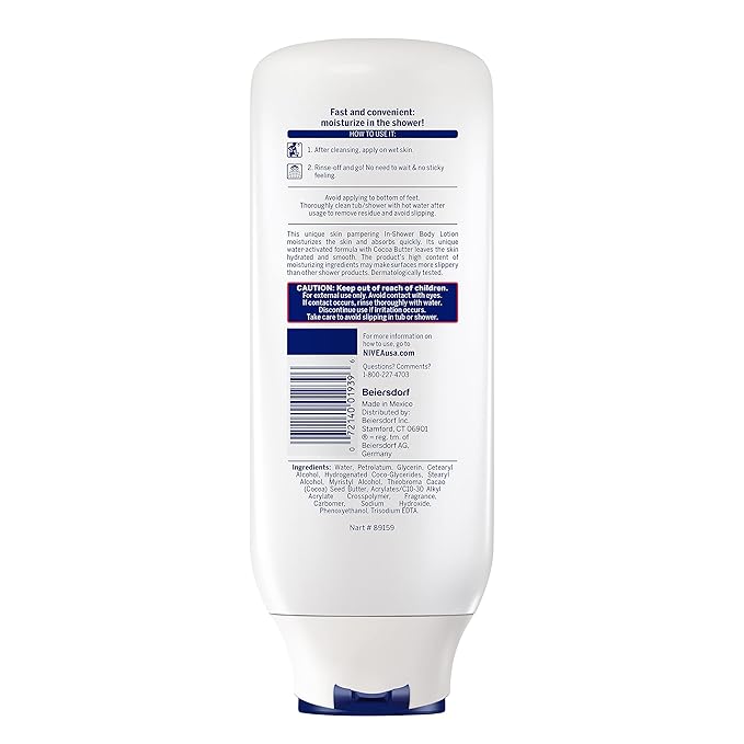 NIVEA Nourishing In Shower Body Lotion, Cocoa Butter, Multi, 3 x 13.5 FL OZ
