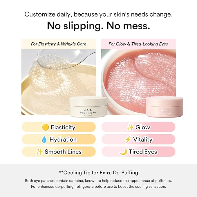 Abib Vegan Collagen Eye Patches for Wrinkles & Fine Line with Jericho Rose Jelly & Peptides, 60 Count, Korean Skin Care