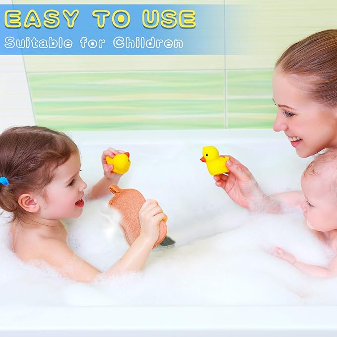 Tatuo 4 Pieces Baby Bath Sponge Toddler Bath Sponge Soft Comfy Cotton Absorbent Loofah for Kids Babies Boy Girl(Red, Purple, Green, Orange)