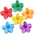 Sisiaipu Flower Hair Clips for Women 6 Pcs Hawaiian Large Claw Clips Plumeria Medium Hair Claw Clips for Thick Thin Hair Hibiscus Tropical Beach Hair Accessories for Women Girls and Girls-Dark Color