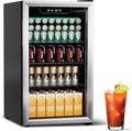 Erivess 3.0 Cubic Feet/105 Can Beverage Refrigerator,28 Inch Fridge with Adjustable Shelve & LED Display for Soda Beer or Wine, Drink Refrigerator for Home Bar Office(Silver)